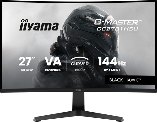 IIYAMA G-Master gaming monitor GC2781HSU-B1 zakrivljeni, 27", FullHD, VA, 350 cd/m2, AMD FreeSync, 144Hz, 1ms