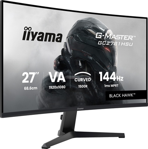 IIYAMA G-Master gaming monitor GC2781HSU-B1 zakrivljeni, 27", FullHD, VA, 350 cd/m2, AMD FreeSync, 144Hz, 1ms