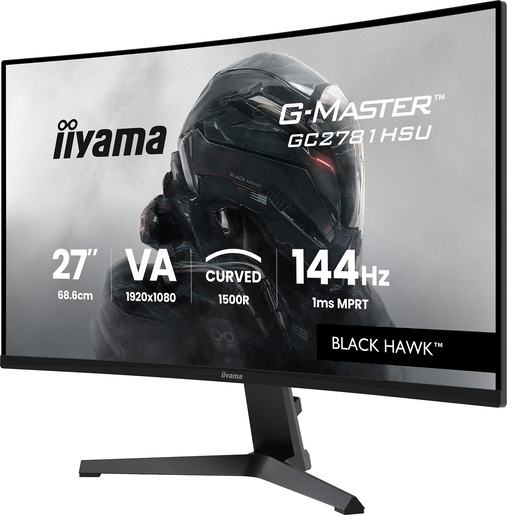 IIYAMA G-Master gaming monitor GC2781HSU-B1 zakrivljeni, 27", FullHD, VA, 350 cd/m2, AMD FreeSync, 144Hz, 1ms