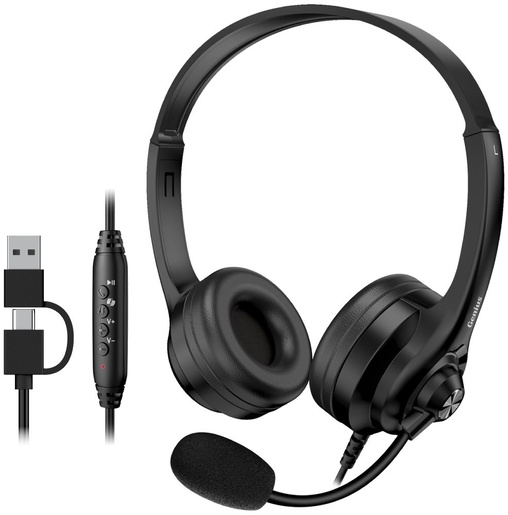 Genius HS-235U USB-A/USB-C slušalice s mikrofonom, crne