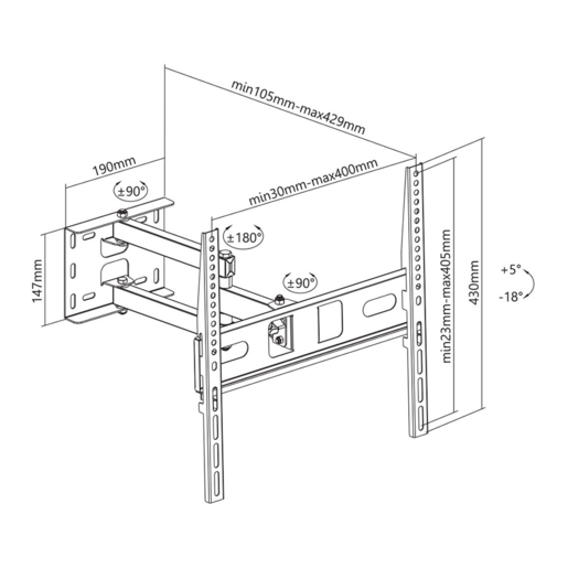 STELL Zidni nosač SHO 4600 zglobni, 32"-55", VESA 75x75/400x400, 35kg, Crna