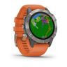 Garmin Fenix 6 Sapphire Titanium / ember orange remen