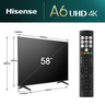 Hisense LED televizor 58A6N, 4K Ultra HD, Smart TV, VIDAA Smart OS, Direct Full Array, DTS Virtual X, Dolby Vision HDR 