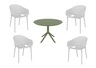 SIESTA vrtni set - 4 Sky pro stolice + Sky stol Ø 105 - bijela/maslinasto zelena