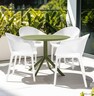 SIESTA vrtni set - 4 Sky pro stolice + Sky stol Ø 105 - bijela/maslinasto zelena
