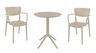 SIESTA vrtni set - 2 Loft stolice + Sky sklopivi stol Ø 60 - bež