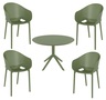 SIESTA vrtni set - 4 Sky pro stolice + Sky stol Ø 105 - maslinasto zelena