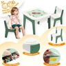 KINDER HOME dječji stol sa stolicama 4 u 1 ,2 vrha,tabla i vrh za slaganje LEGO konstrukotora TF-6808