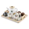 KINDER HOME dječji drveni set za čaj i kafu sa dodacima bijelo-sivi V10B318B