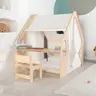KINDER HOME dječji drveni ljetnikovac 6 u 1  – stolica, stol, tabla, organizator, tenda i mekana podloga AT-KF-2401