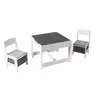 KINDER HOME Dvostrani dječji drveni stol sa 2 stolice bijelo-sivi TF6265