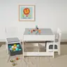 KINDER HOME Dvostrani dječji drveni stol sa 2 stolice bijelo-sivi TF6265
