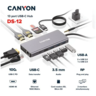 CANYON hub DS-12 13in1 4k USB-C Dark Grey, CNS-TDS12