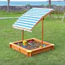 KINDER HOME dječiji drveni pješčanik sa krovom UV zaštita, podesivi poklopac