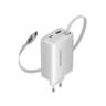 CANYON punjač OnCharge 65RC Build-In Cable USB-C 65W 1xPD 1xQC EU White