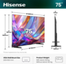 HISENSE Hi-QLED televizor 75E7S, 4K Ultra HD, Smart TV, VIDAA Smart OS, Dolby Vision IQ, HDR10+ Adaptive, Dolby Atmos, VRR 60 Hz, ALLM, AirPlay 2, AI Scenario, 3D Sound Upscaler, Metalni okvir, Crni