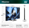 Hisense ULED MiniLED 85U7SE, 4K Ultra HD, Smart TV, VIDAA, Smart OS, 144 Hz, Integrisan subwoofer, Dolby Vision·Atmos, crni