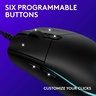 Logitech miš G203 Lightsync, žični USB, optički, 8000 DPI, 6 tipki + Scroll, RGB, programabilne tipke, crni