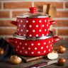 Metalac duboka šerpa s poklopcem BIJELE TUFNE 18cm/3lit, crvena