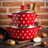 Metalac plitka šerpa s poklopcem BIJELE TUFNE 18cm/2,2lit, crvena