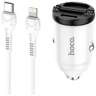 Hoco Auto punjač sa Lightning kabelom, PD + QC3.0, 2 x USB, 4.8 A - NZ2 Link, type C-Lightning, White