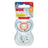 NUK Space noćna duda sa kutijicom 2 kom, plavo/bijelo, 0-6 mj