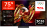 TCL SQD MiniLED televizor 75C8L, 4K Ultra HD, Smart TV, Google TV, 144 Hz (VRR 288 Hz), WHVA 2.0 Ultra panel, HDR  5.500 nita, zvučnici Bang & Olufsen, Crni
