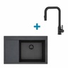 Alveus set: desni sudoper PURE-G 70 Black Edition i česma Bloom-PS – crna