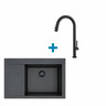 Alveus set: desni sudoper PURE-G 70 Black Edition i česma Nova-PS – crna