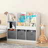 KINDER HOME dječiji organizator za knjige i igračke s 3 tekstilne kutije 92 × 30 × 80 cm JWTR-3458