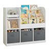 KINDER HOME dječiji organizator za knjige i igračke s 3 tekstilne kutije 92 × 30 × 80 cm JWTR-3458