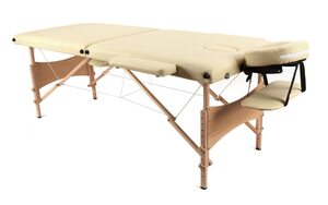 Drveni sklopivi stol za masažu s 2 pomična dijela bež