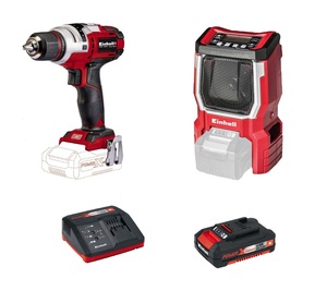 EINHELL set akumulatorska bušilica TE-CD 18 Li E + akumulatorski radio TE-CR 18 Li + 2,0 Ah baterija + punjač 18V 30 min - Power X-Change