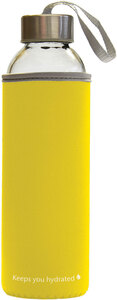 Boca za vodu staklena Stream Color 500 ml žuta/ sivi rub