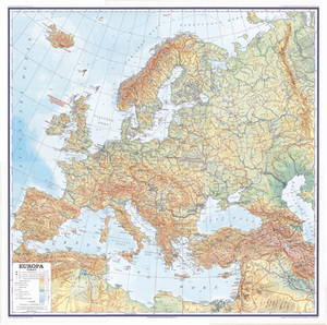 Karta Europa, fizička 1:300 000