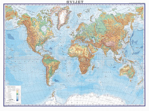 Karta Svijet, fizička 1:20 000 000