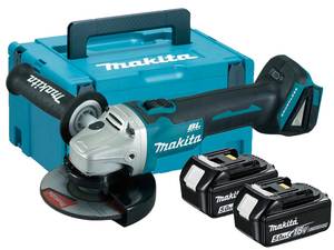 MAKITA akumulatorska kutna brusilica 18V, 125mm (18V,5.0Ah,Li-ion), 2 baterije, kofer, punjač