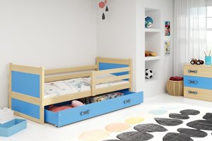 Drveni dječji krevet Rico - bukva - plavi - 190x80