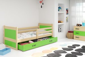 Drveni dječji krevet Rico - bukva - zeleni - 190x90