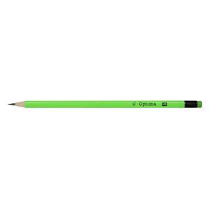 Olovka grafitna HB, OPTIMA, trokutasta s gumicom - zelena