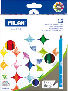 Flomasteri MILAN tanki vrh, 12 boja