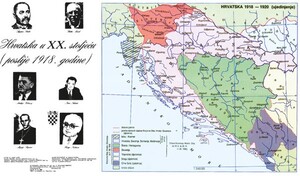 HRVATSKA U XX. STOLJEĆU (poslije 1918.), priručna karta (presavijena)
