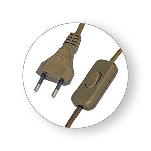 COMMEL priključni kabel za rasvjetna tijela sa sklopkom, zlatni, H03VVH2-F 2x0,75 / 2 m