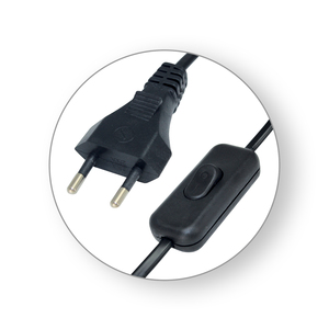 COMMEL priključni kabel za rasvjetna tijela sa sklopkom, crni, H03VVH2-F 2x0,75 / 3 m