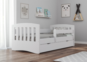 Drveni dječji krevet Classic s ladicom 180*80 cm - bijeli
