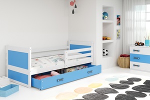 Drveni dječji krevet Rico 190*80 cm - bijeli - plavi