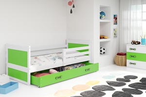 Drveni dječji krevet Rico 190*80 cm - bijeli - zeleni