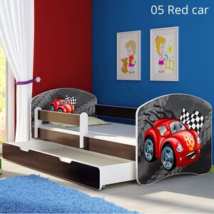 Dječji krevet ACMA s motivom, bočna wenge + ladica 140x70 05 Red Car