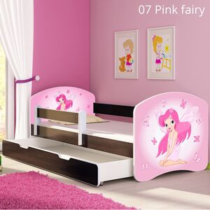 Dječji krevet ACMA s motivom, bočna wenge + ladica 140x70 07 Pink Fairy