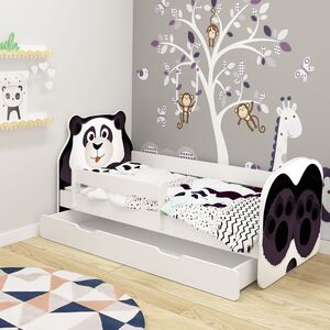 Dječji krevet ACMA Animals, bočna bijela + ladica 180x80 06 Panda